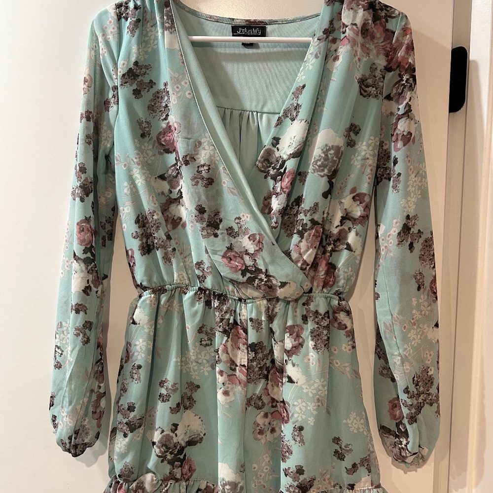 Long sleeve floral romper